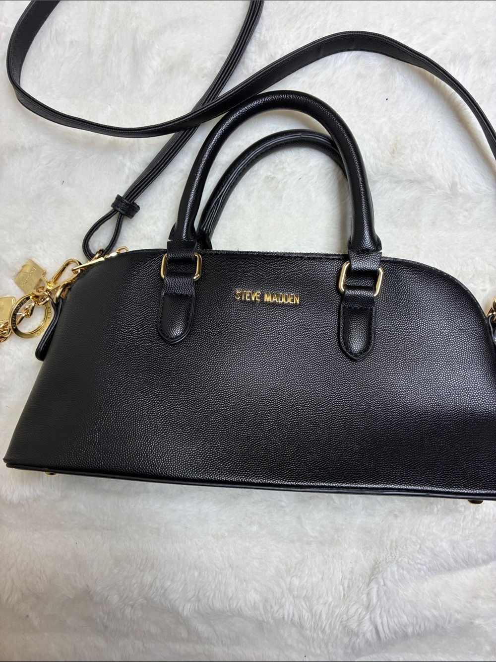 Steve Madden Black Dome Crossbody Bag with Gold Hardware